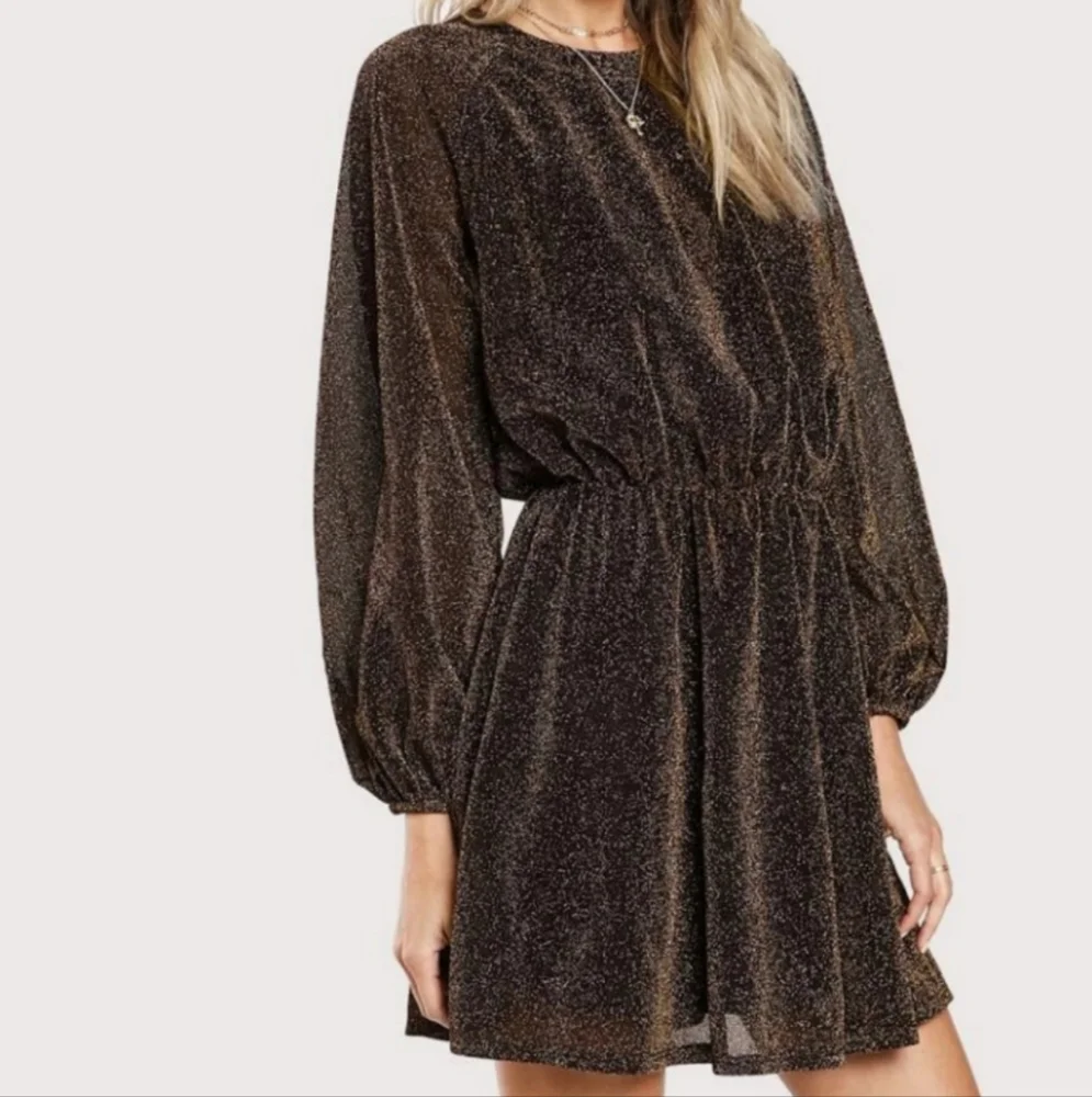 SHEIN Brown Bishop Sleeve Sundress for Cocktail - Picture 2 of 15